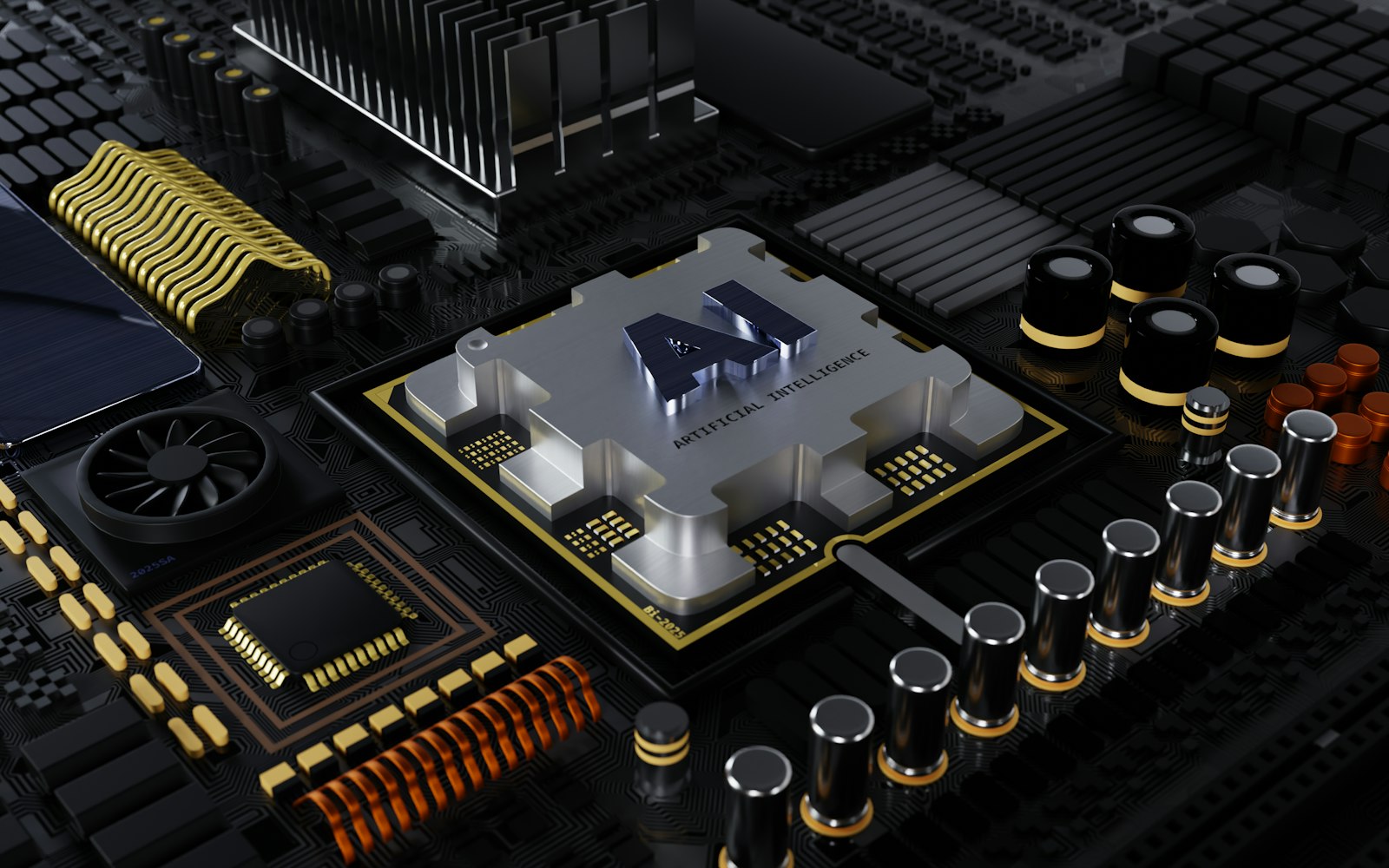 AI processor chip on a circuit board — representing the specialized silicon and cloud infrastructure that drives inference cost trends across GPT-4, Claude, and open-weight models
